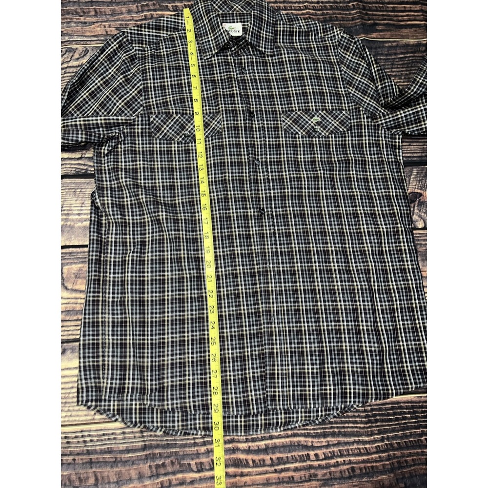Lacoste Button Down Shirt Mens Size 40 Large Multicolor Plaid 2 Pocket Logo - Picture 6 of 6